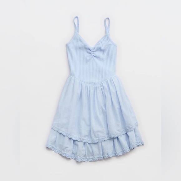 aerie Dresses & Skirts - aerie Light Blue Tiered Babydoll Dress